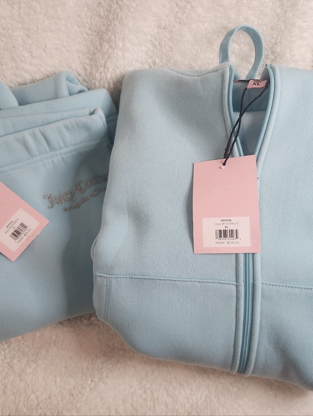 Juicy Couture Sweatpant Set XL Baby Blue Zip Hoodie & Joggers Set - Picture 5 of 9